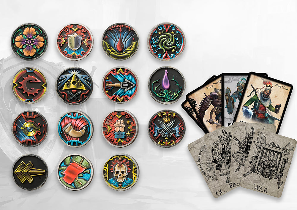 Conquest tokens y set de cartas