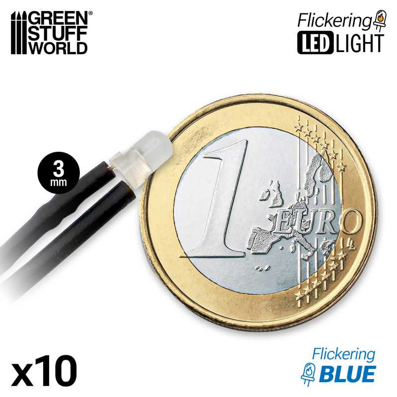 Luces LED Parpadeantes Azules 3mm x10