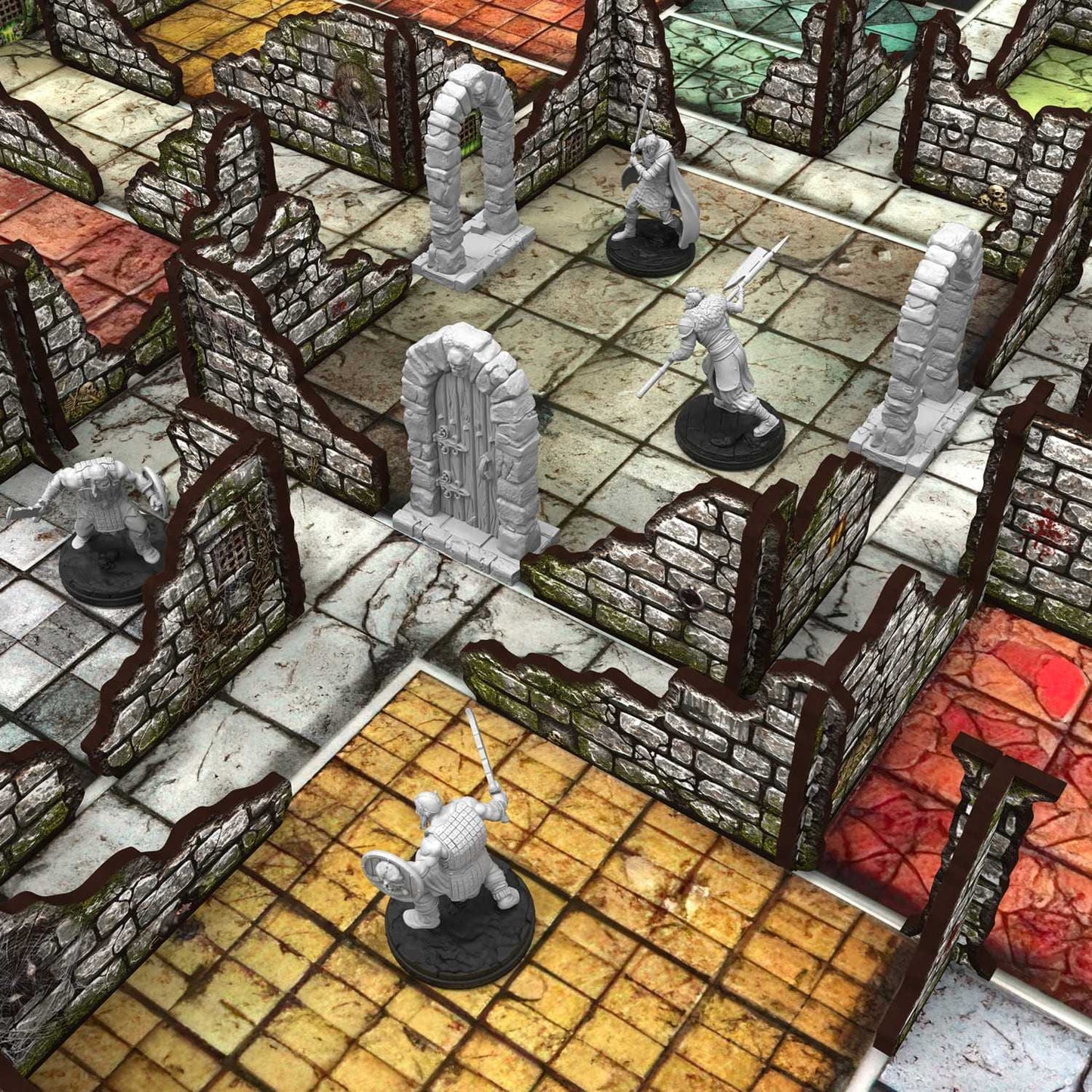 Muros de mazmorra en ruinas prepintados