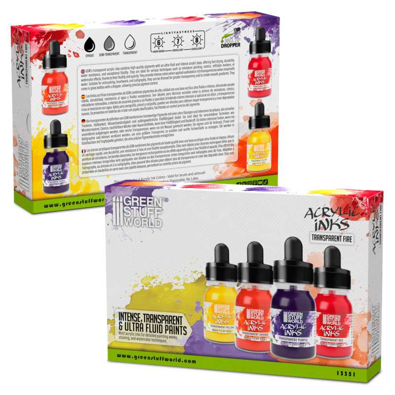 Set Tintas Acrilicas - Transparent Fire (x4)