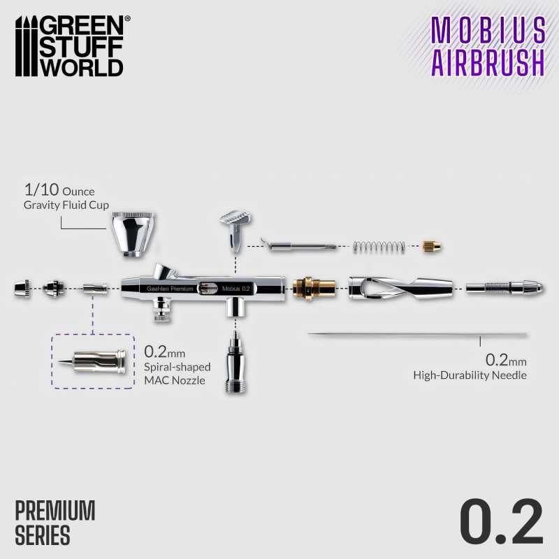 Aerógrafo Premium Series GHPM-Mobius 0.2 mm