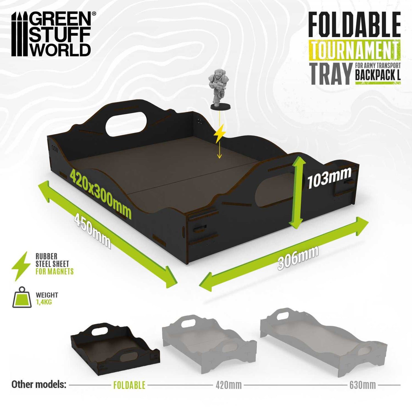 Bandeja para torneos plegable para mochila de transporte