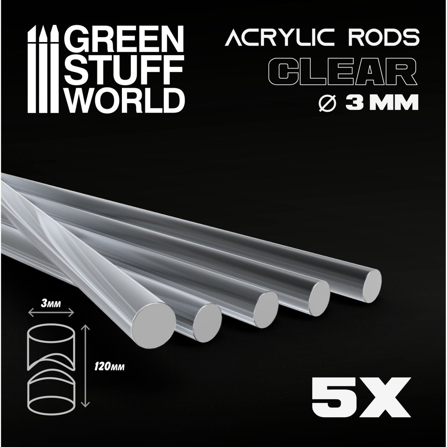 Barras Acrílicas - Redondas 3 mm TRANSPARENTES