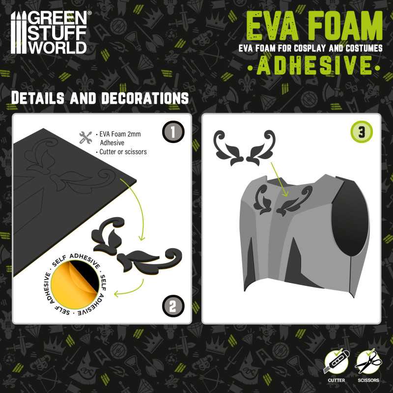 Goma EVA adhesiva 2mm Negra