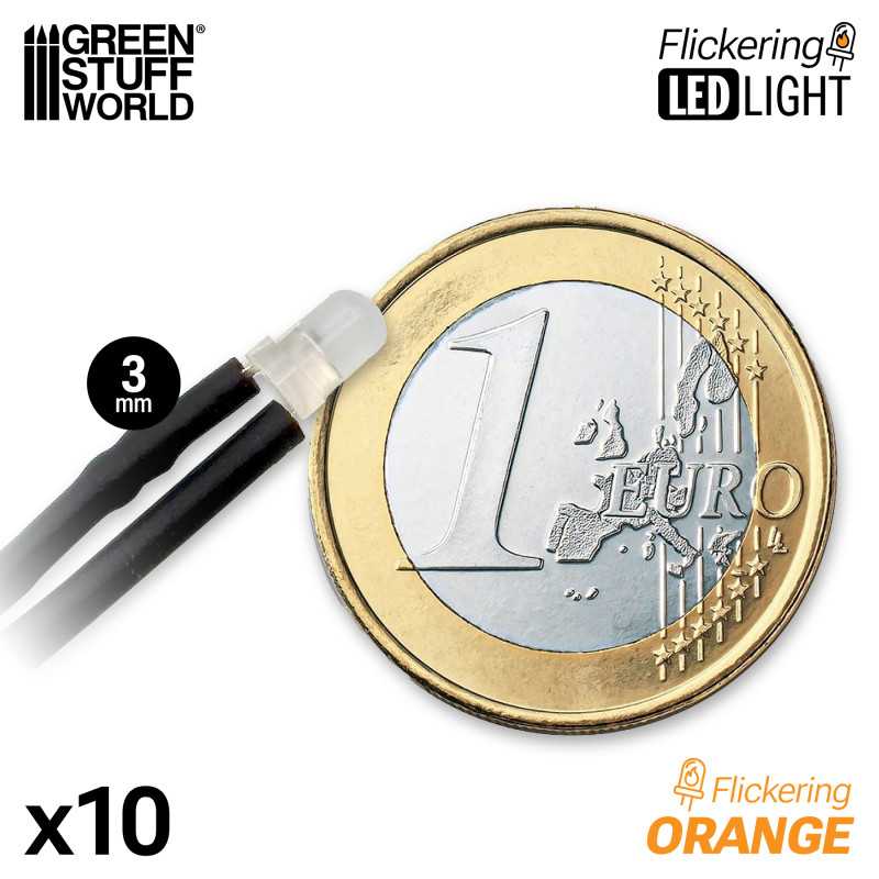 Luces LED Parpadeantes Naranjas 3mm x10