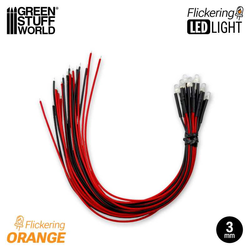 Luces LED Parpadeantes Naranjas 3mm x10