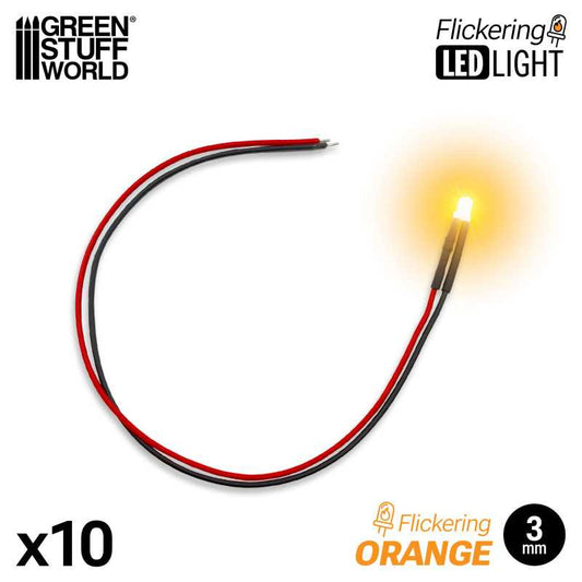 Luces LED Parpadeantes Naranjas 3mm x10