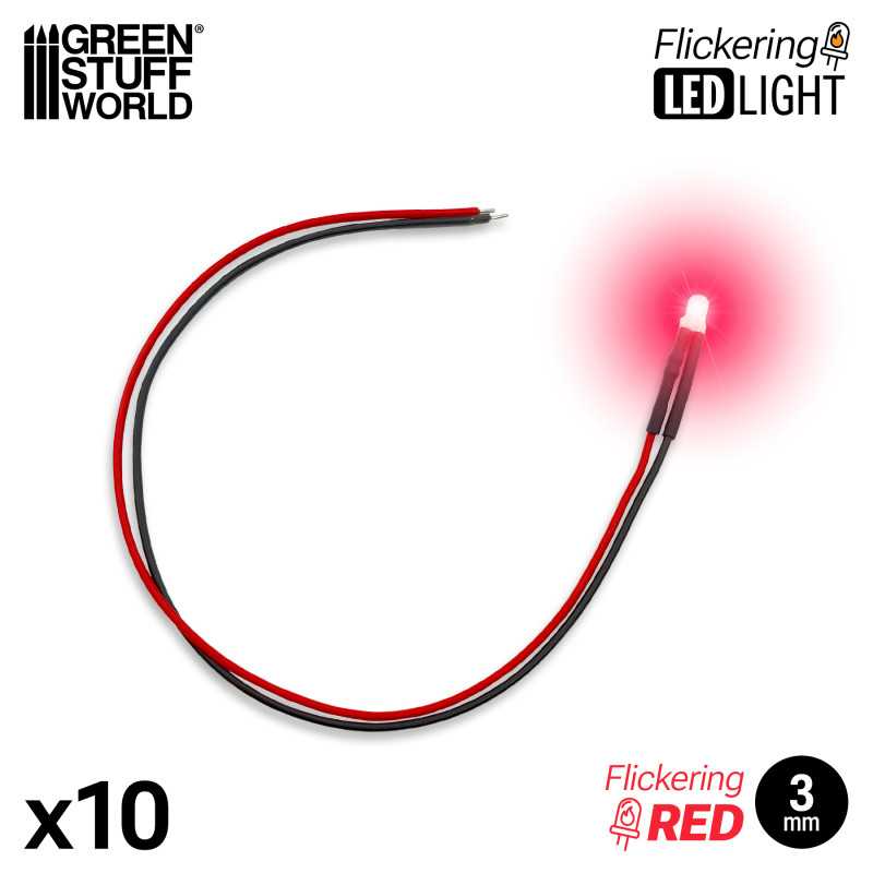 Luces LED Parpadeantes Rojas 3mm x10