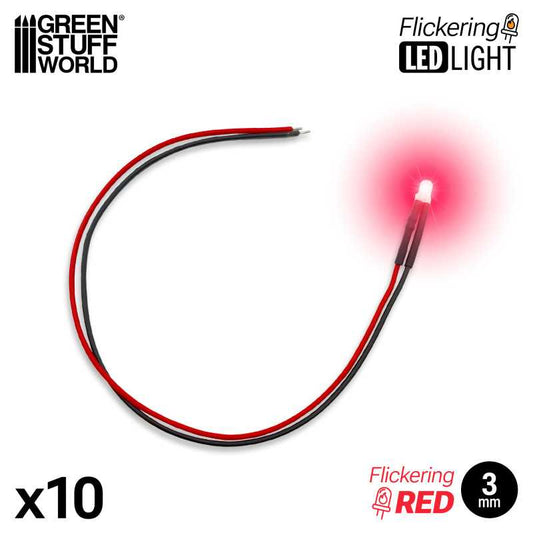 Luces LED Parpadeantes Rojas 3mm x10