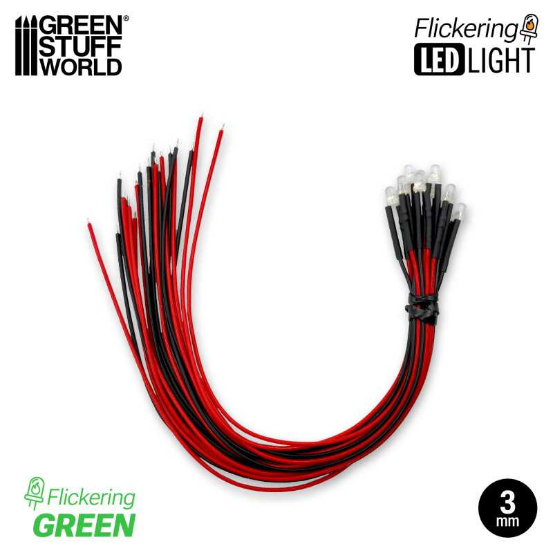 Luces LED Parpadeantes Verdes 3mm x10
