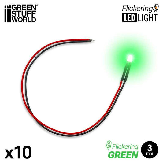 Luces LED Parpadeantes Verdes 3mm x10