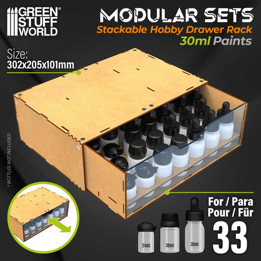 Módulo organizador de pinturas 30ml apilable y magnetizado