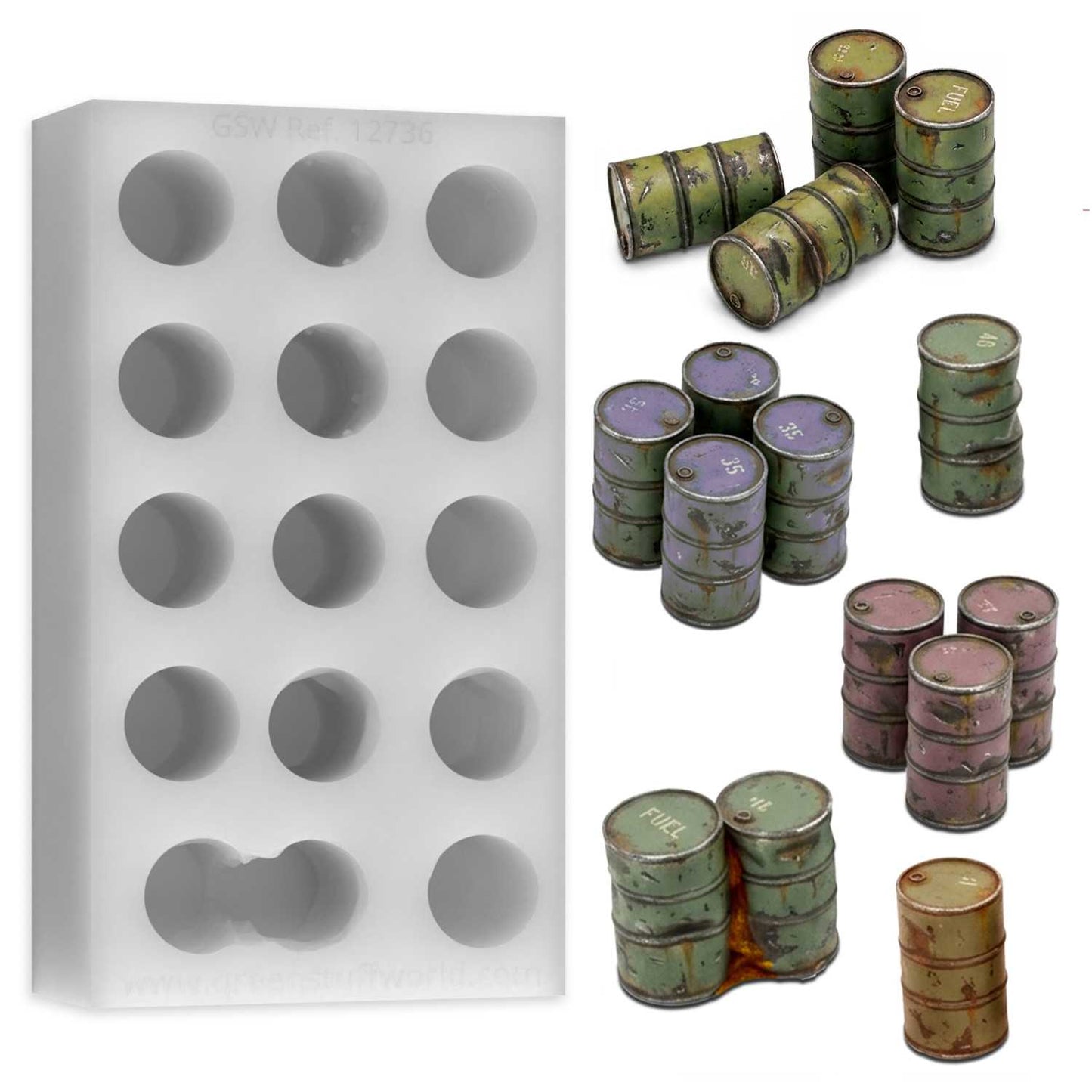 Molde de Silicona de Barriles Metálicos 1:48