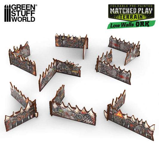 Muros bajos Orcos prepintados Matched Play (Pack x8)