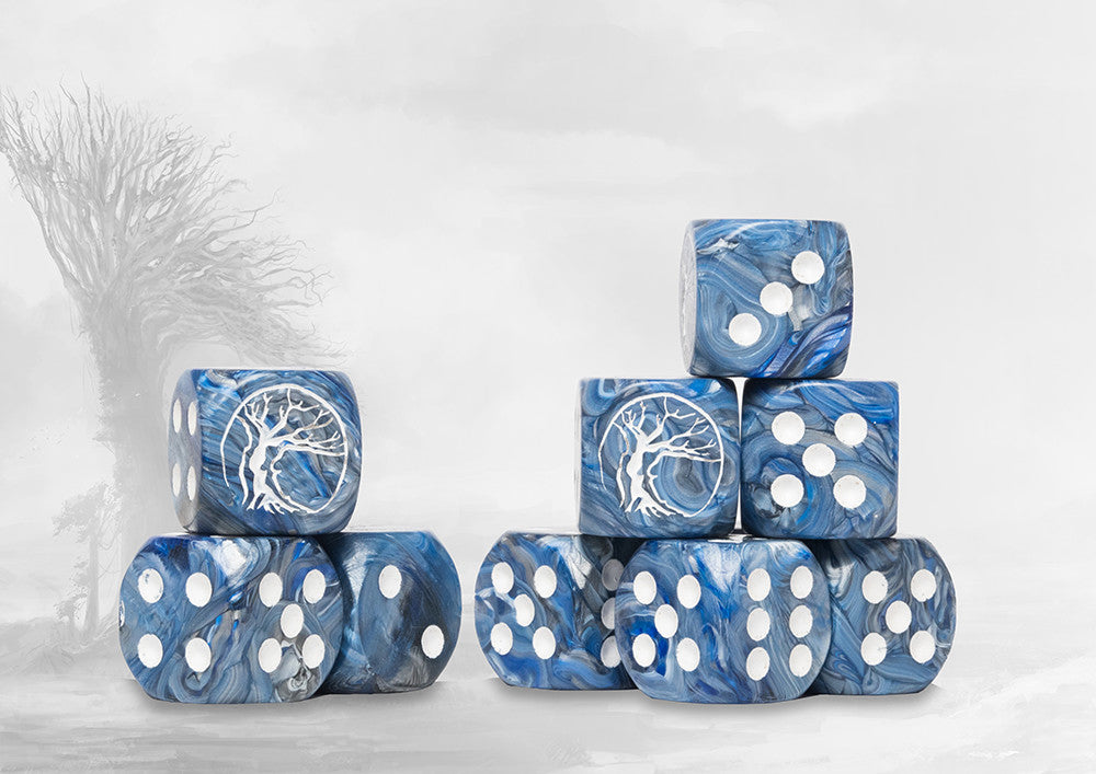Conquest: 24 dados color azul marmoleado con el logo de Nords