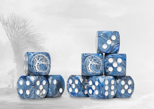 Conquest: 24 dados color azul marmoleado con el logo de Nords