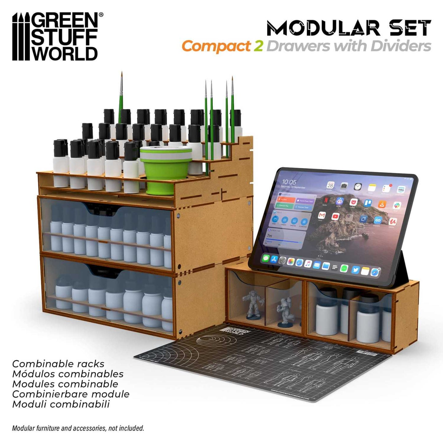 Organizador Horizontal compact con 2 cajones dobles