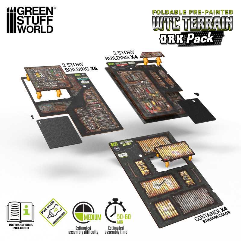 Pack de escenografía WTC plegable pre-pintada - Orcos