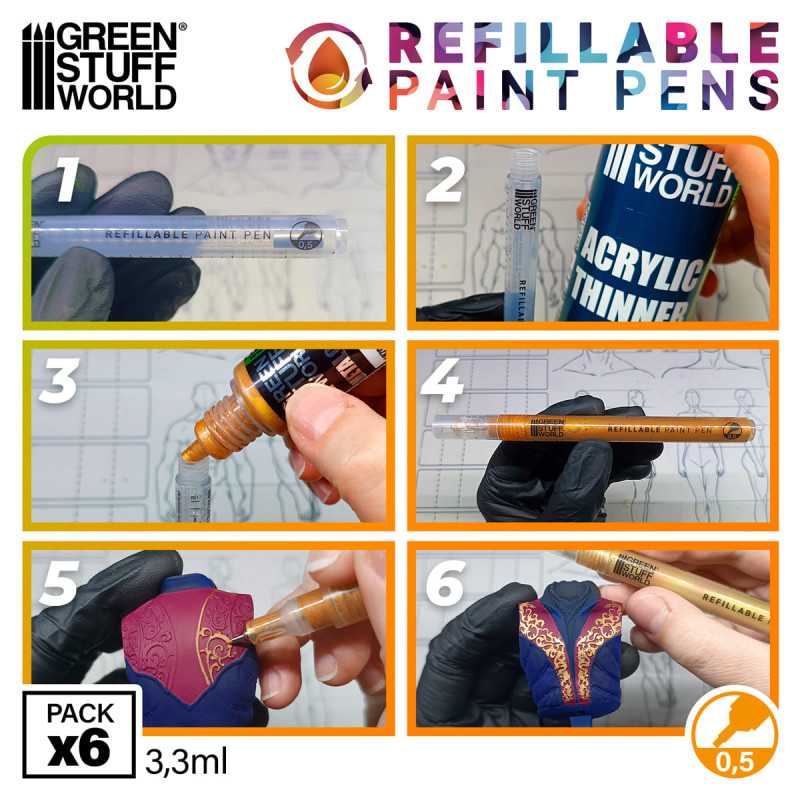 Rotuladores recargables 0.5 (Pack x6)