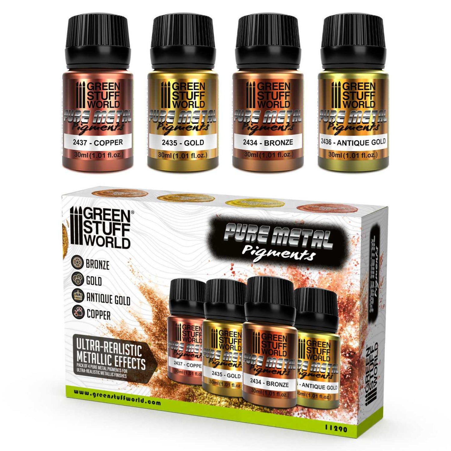 Set pigmentos metálicos 30ml